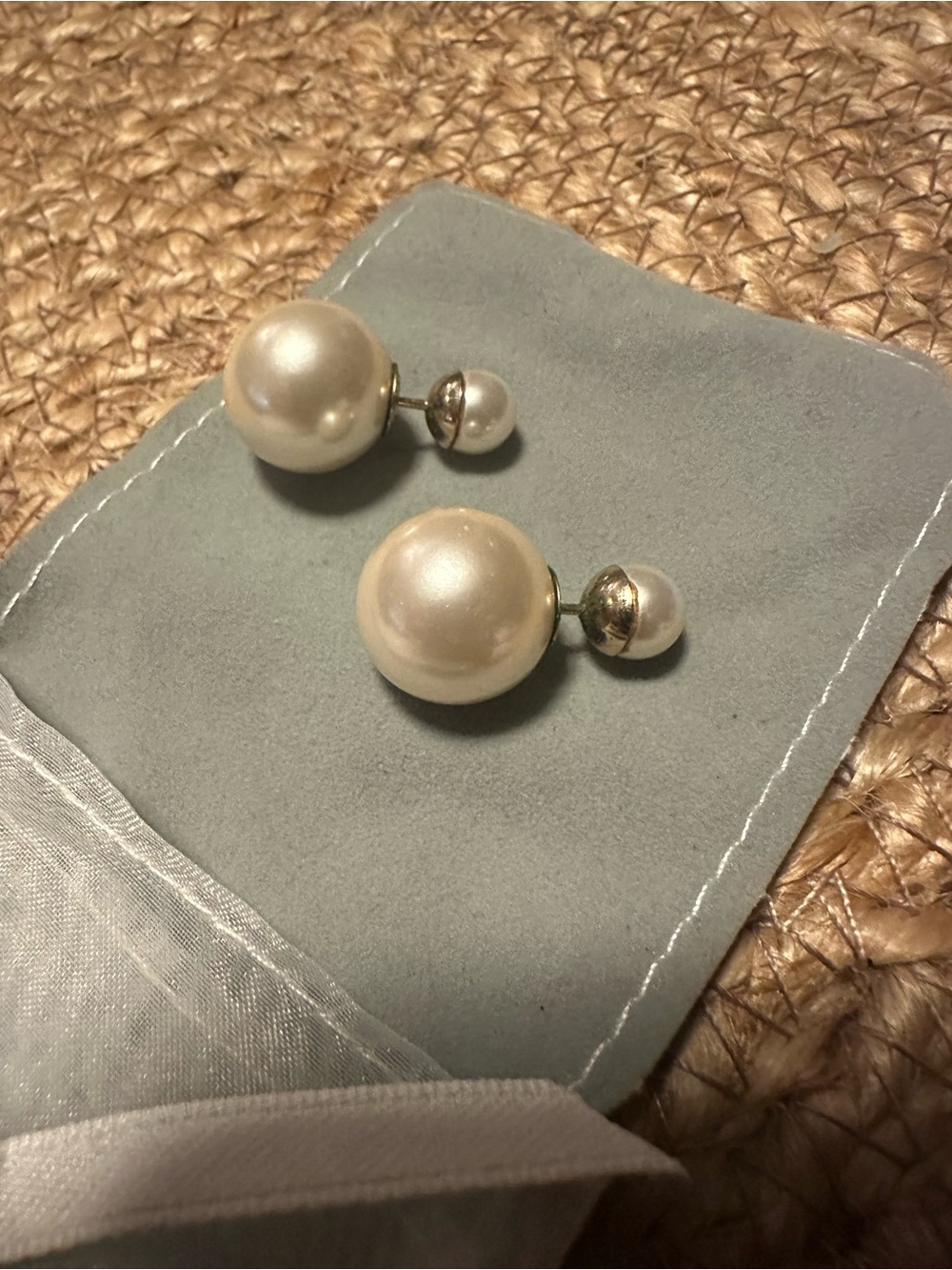 Dior Tribales Pearl Earrings Gold Finish Metal White Resin Pearls